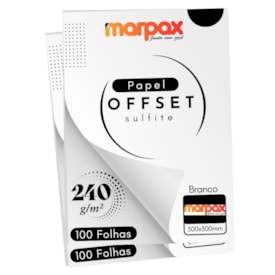 Papel Offset 240g 300X300mm Branco Liso Marpax com 200fls