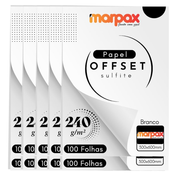Papel Offset 240g 300X600mm Branco Liso Marpax com 1000fls