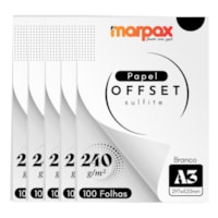 Papel Offset 240g A3 297X420mm Branco Liso Marpax 500fls