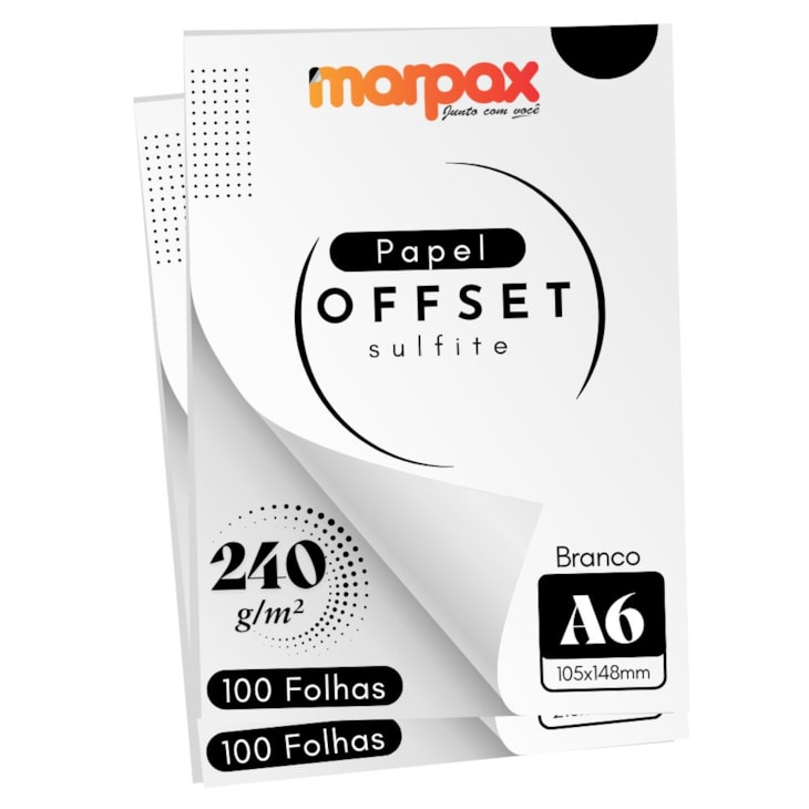 Papel Offset 240g A6 105X148mm Branco Liso Marpax 200fls