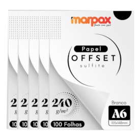 Papel Offset 240g A6 105X148mm Branco Liso Marpax 500fls