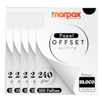 Papel Offset 240g Bloco 110X210mm Branco Liso Marpax 500fls