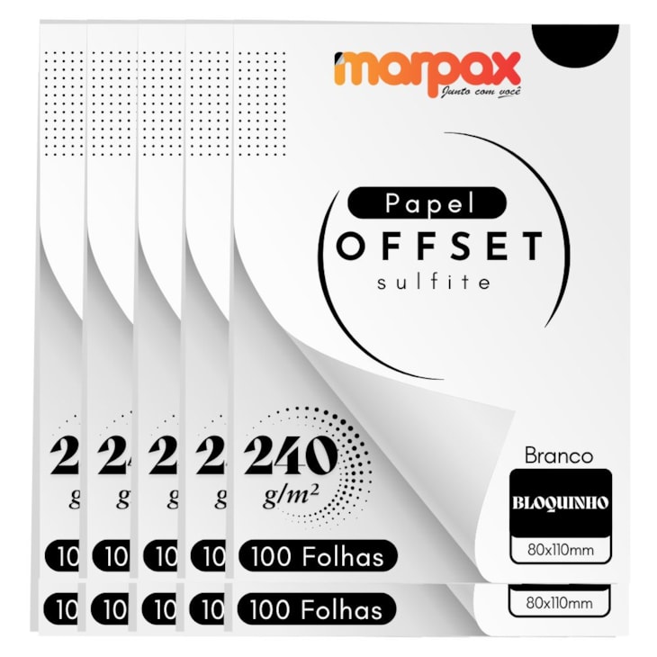 Papel Offset 240g Bloquinho 80x110mm Branco Marpax 1000 fls