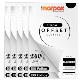Papel Offset 240g Bloquinho 80X110mm Branco Marpax 1000fls