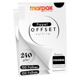 Papel Offset 240g Colegial 175X235mm Branco Marpax 200fls