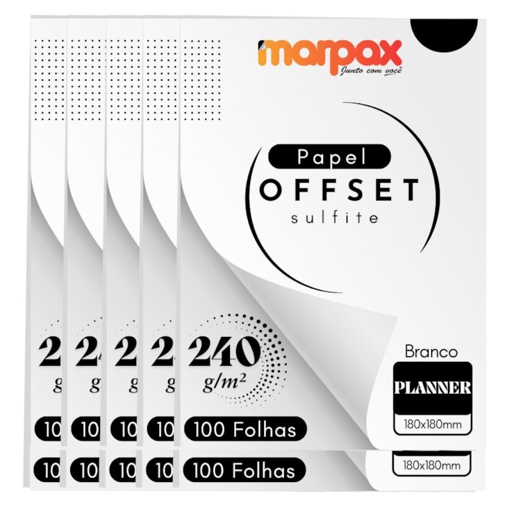 Papel Offset 240g Planner 180x180mm Branco Marpax 1000 fls