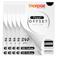 Papel Offset 240g Universitário 180x260mm Branc Marpax 1000f