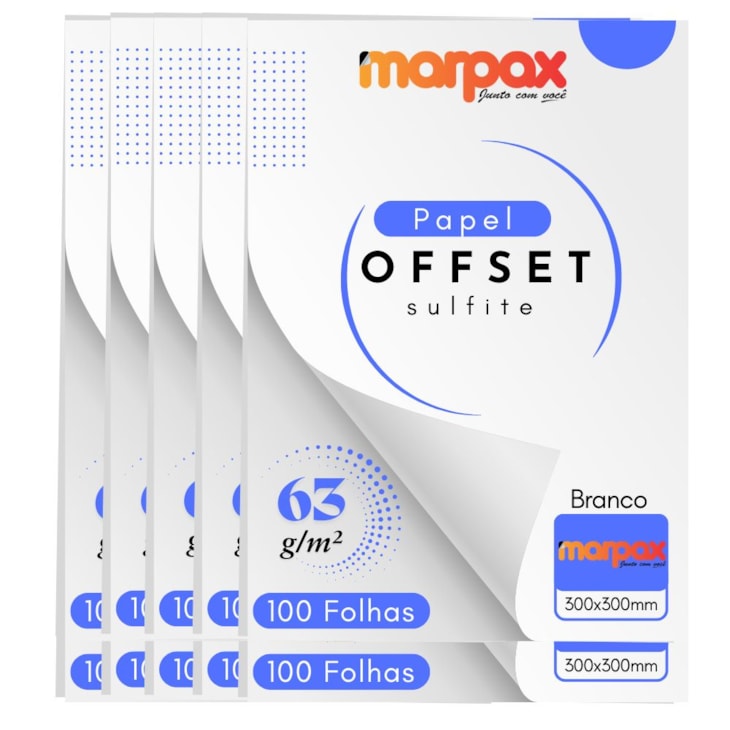 Papel Offset 63g 300x300mm Branco Liso Marpax 1000fls