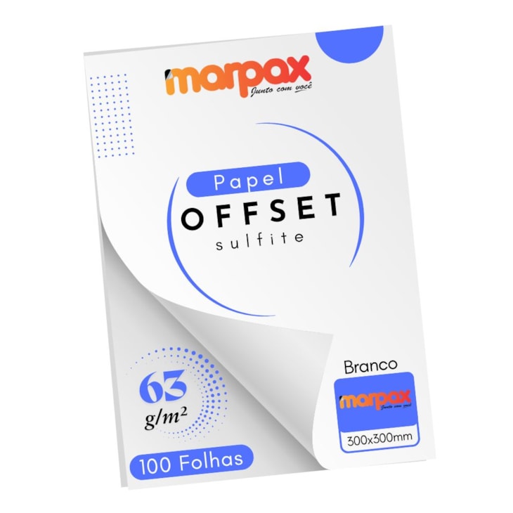 Papel Offset 63g 300x300mm Branco Liso Marpax 100fls