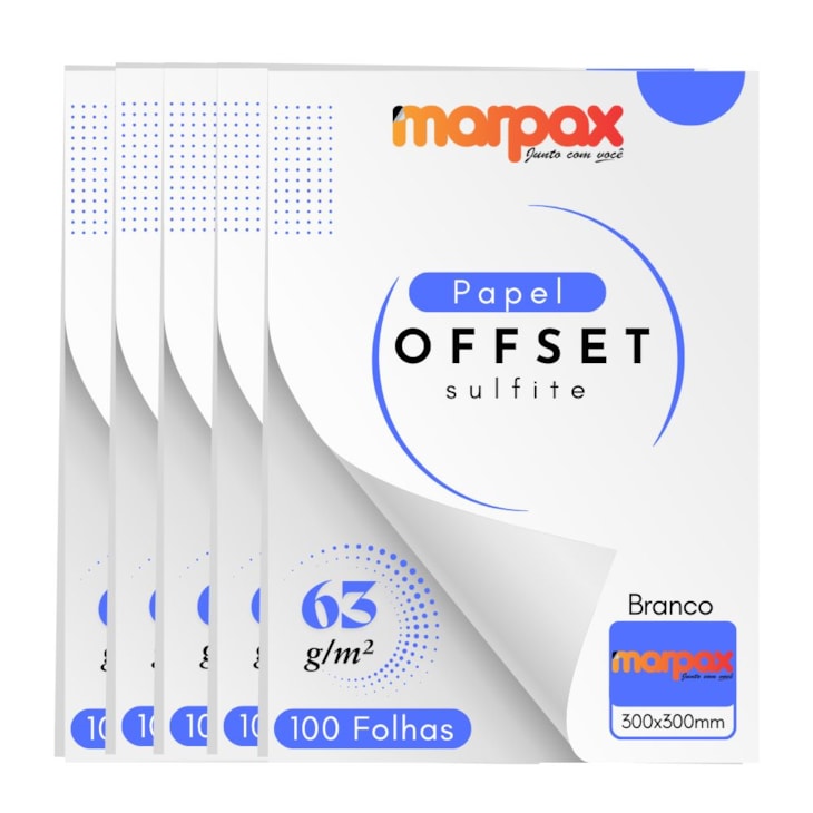 Papel Offset 63g 300x300mm Branco Liso Marpax 500fls