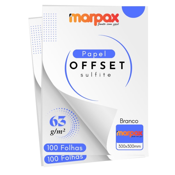 Papel Offset 63g 300X300mm Branco Liso Marpax com 200fls