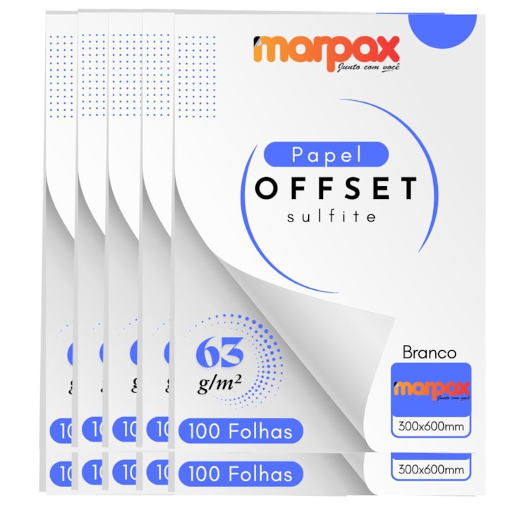 Papel Offset 63g 300X600mm Branco Liso Marpax com 1000fls