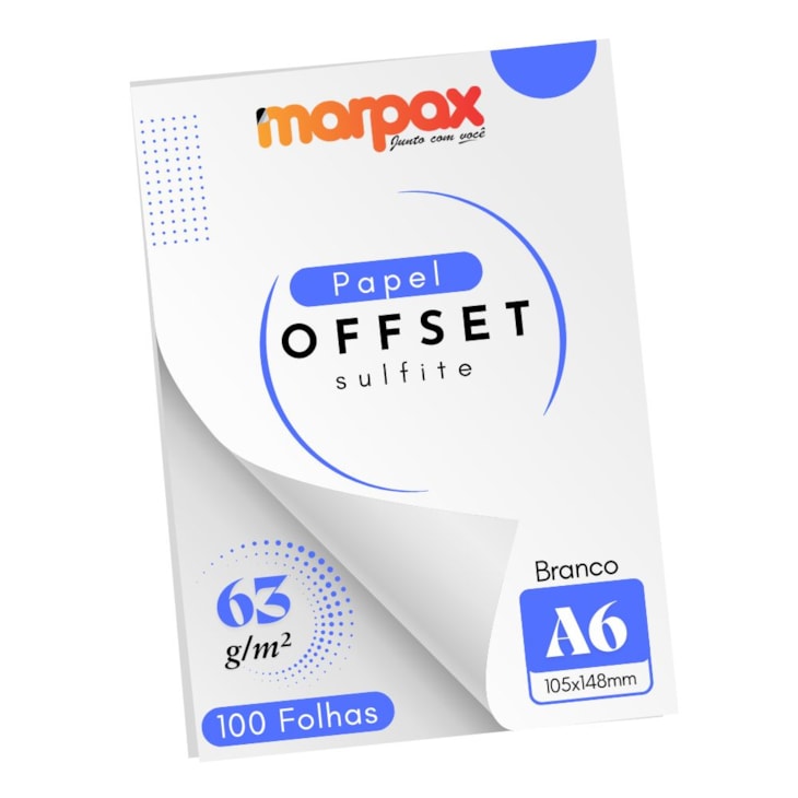 Papel Offset 63g A6 105x148mm Branco Liso Marpax 100fls