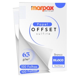 Papel Offset 63g Bloco 110x210mm Branco Liso Marpax 200fls