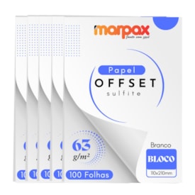 Papel Offset 63g Bloco 110x210mm Branco Liso Marpax 500fls