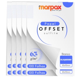 Papel Offset 63g Bloquinho 80x110mm Branco Liso Marpax 1000f