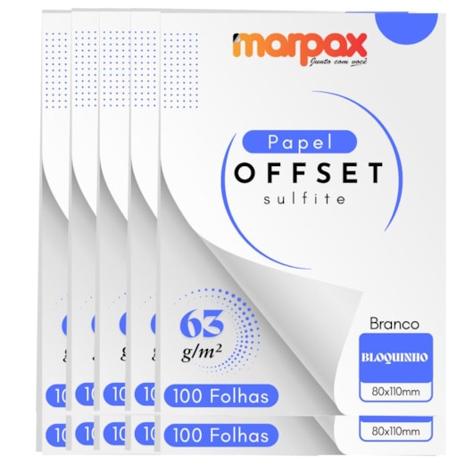 Papel Offset 63g Bloquinho 80x110mm Branco Liso Marpax 1000f