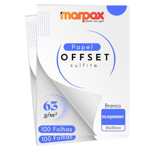 Papel Offset 63g Bloquinho 80x110mm Branco Liso Marpax 200fl