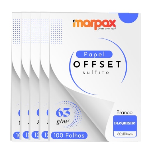 Papel Offset 63g Bloquinho 80x110mm Branco Liso Marpax 500fl