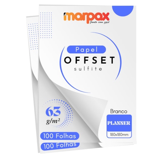 Papel Offset 63g Planner 180x180mm Branco Liso Marpax 200fls