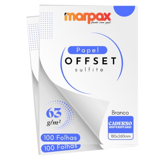 Papel Offset 63g Universitário 180x260mm Branco Marpax 200fl