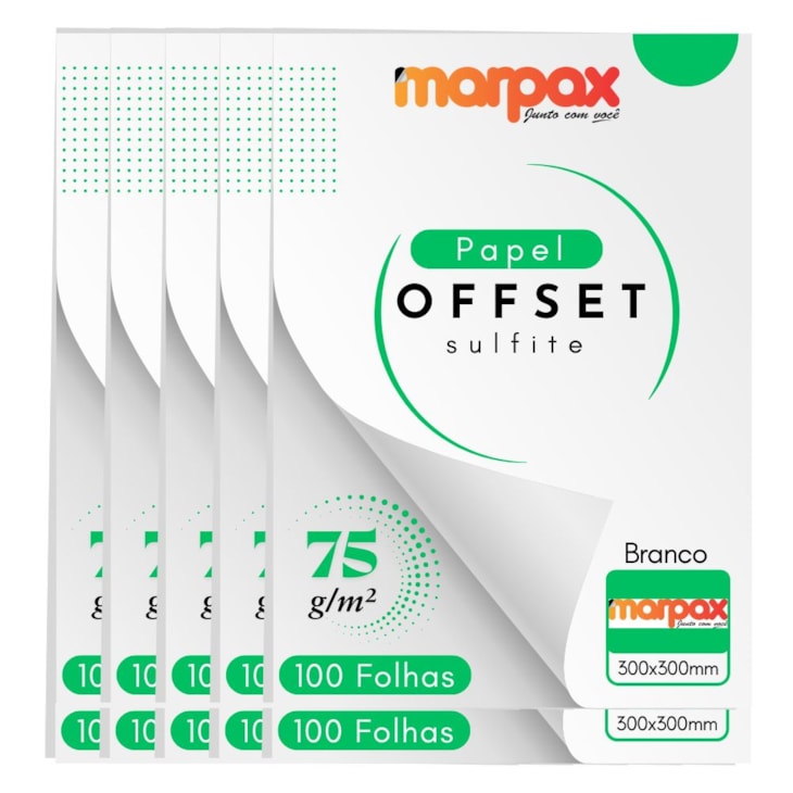 Papel Offset 75g 300X300mm Branco Liso Marpax com 1000fls