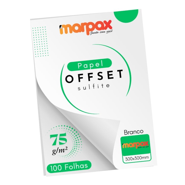 Papel Offset 75g 300X300mm Branco Liso Marpax com 100fls