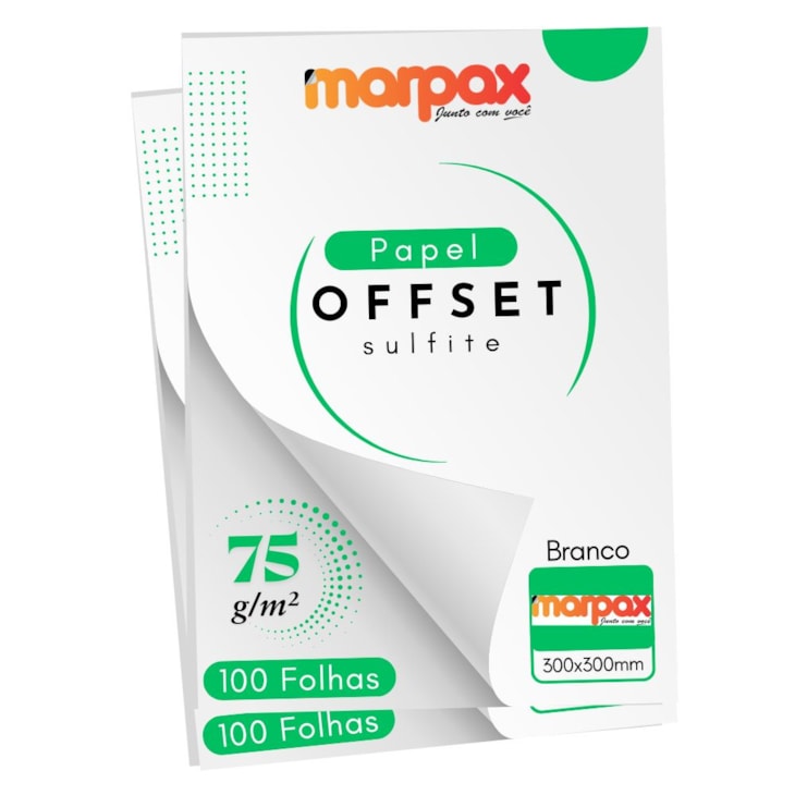 Papel Offset 75g 300X300mm Branco Liso Marpax com 200fls