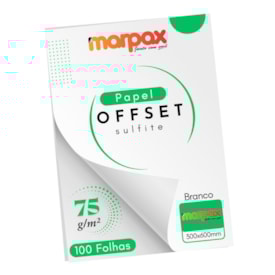Papel Offset 75g 300X600mm Branco Liso Marpax com 100fls