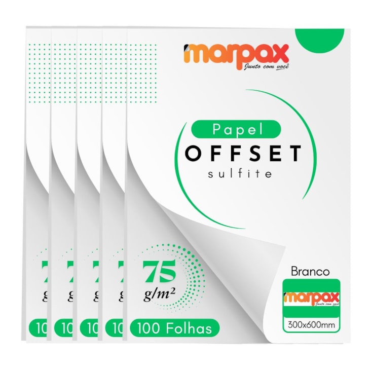 Papel Offset 75g 300X600mm Branco Liso Marpax com 500fls
