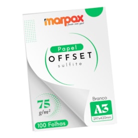 Papel Offset 75g A3 297x420mm Branco Marpax 100 fls