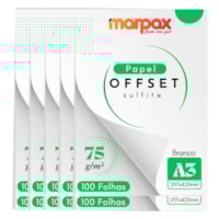 Papel Offset 75g A3 297X420mm Branco Marpax com 1000fls