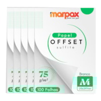 Papel Offset 75g A4 210X297mm Branco Liso Marpax com 500fls