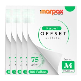 Papel Offset 75g A4 210X297mm Branco Liso Marpax com 500fls