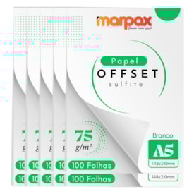 Papel Offset 75g A5 148x210mm Branco Marpax 1000 fls