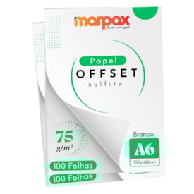 Papel Offset 75g A6 105X148mm Branco Liso Marpax com 200fls