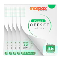 Papel Offset 75g A6 105X148mm Branco Liso Marpax com 500fls