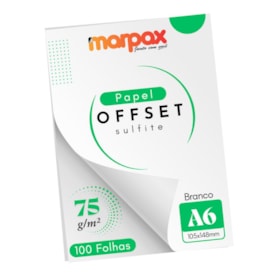 Papel Offset 75g A6 105X148mm Cor Branco Marpax com 100fls