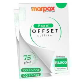 Papel Offset 75g Bloco 110x210mm Branco Marpax 200 fls