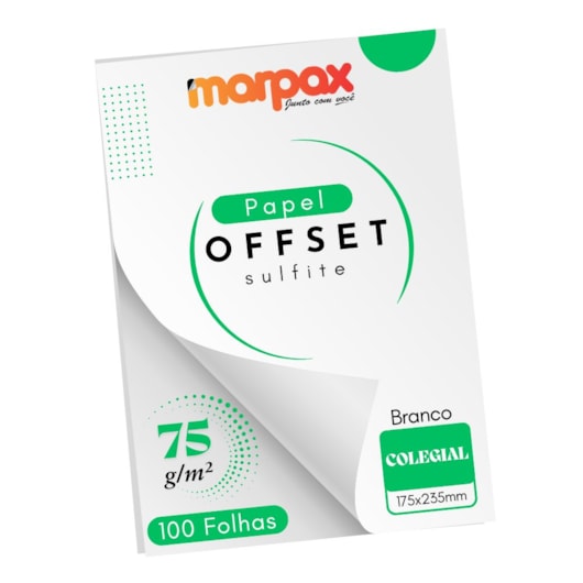 Papel Offset 75g Colegial 175x235mm Branco Marpax 100 fls