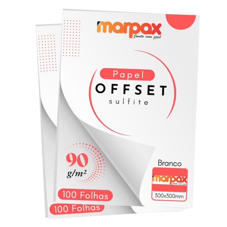 Papel Offset 90g 300X300mm Branco Liso Marpax com 200fls