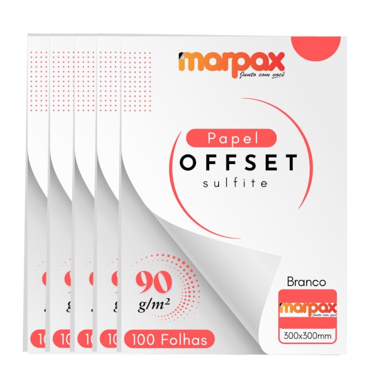 Papel Offset 90g 300X300mm Branco Liso Marpax com 500fls