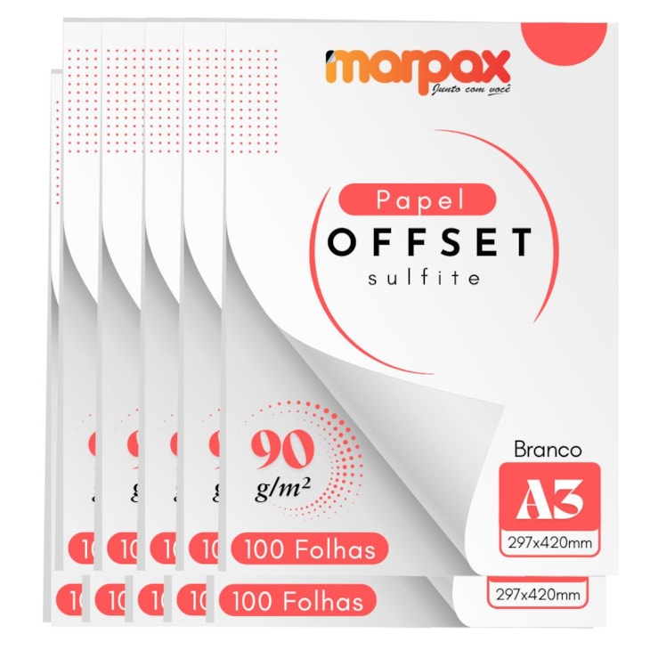 Papel Offset 90g A3 297x420mm Branco Marpax 1000 fls