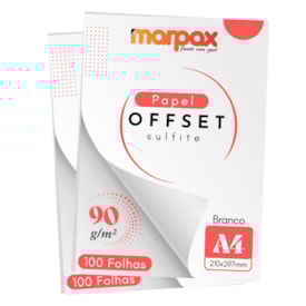 Papel Offset 90g A4 210X297mm Branco Liso Marpax com 200fls