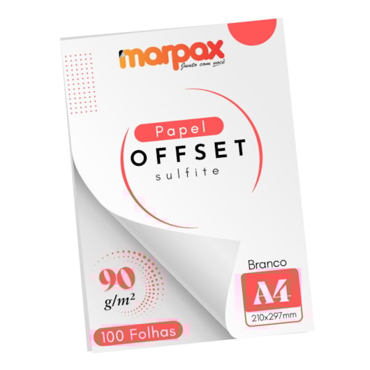 Papel Offset 90g A4 210x297mm Branco Marpax 100 fls