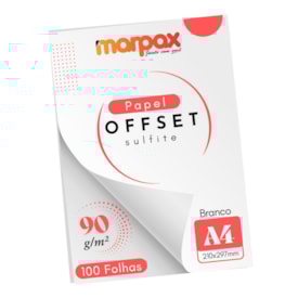 Papel Offset 90g A4 210X297mm Cor Branco Marpax com 100fls