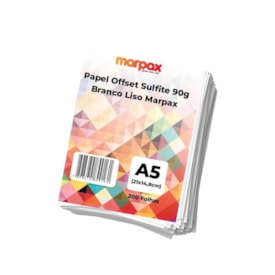 Papel Offset 90g A5 148x210mm Branco Liso Marpax 200fls