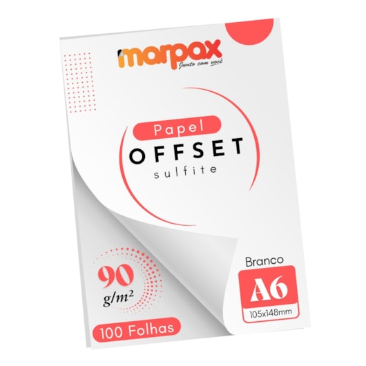 Papel Offset 90g A6 105x148mm Branco Marpax 100 fls