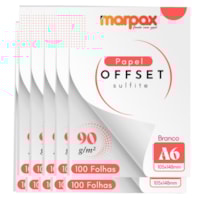 Papel Offset 90g A6 105x148mm Branco Marpax 1000 fls