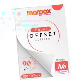 Papel Offset 90g A6 105X148mm Cor Branco Marpax com 100fls